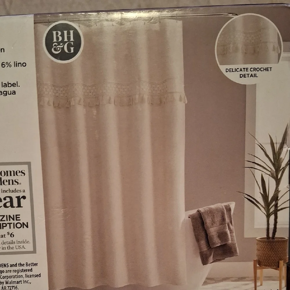 Better Homes And Gardens Cream Crochet Tassel Shower Curtain